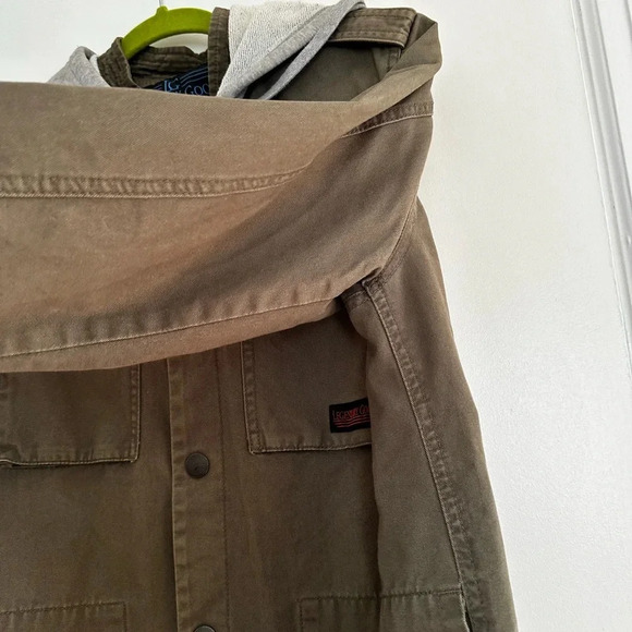 Legendary Good Mens Small Hooded Olive Green Military Style Jacket Snap closure - Picture 10 of 16